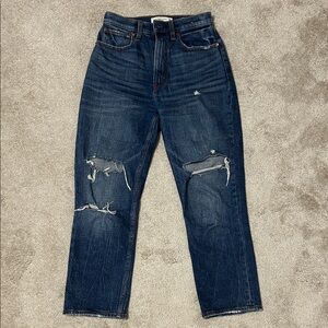Abercrombie Distressed Dark Wash High-Rise Jeans